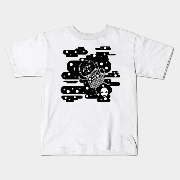Black cat astronaut Kids T-Shirt by AnnArtshock